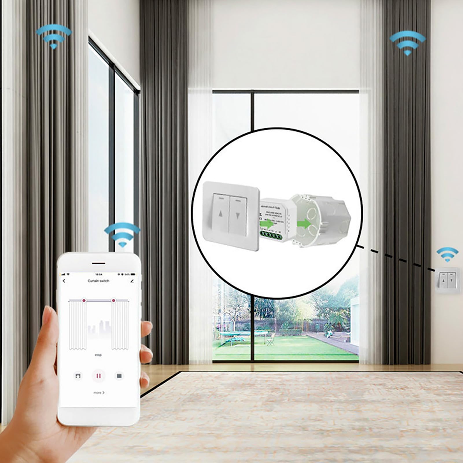 Interruttore di relè Intelligente, Modulo di Interruttore a Tenda Integente WiFi Modulo Interruttore WiFi Interruttore di relè WiFi con Funzione Funzione di Tempistica Controllo
