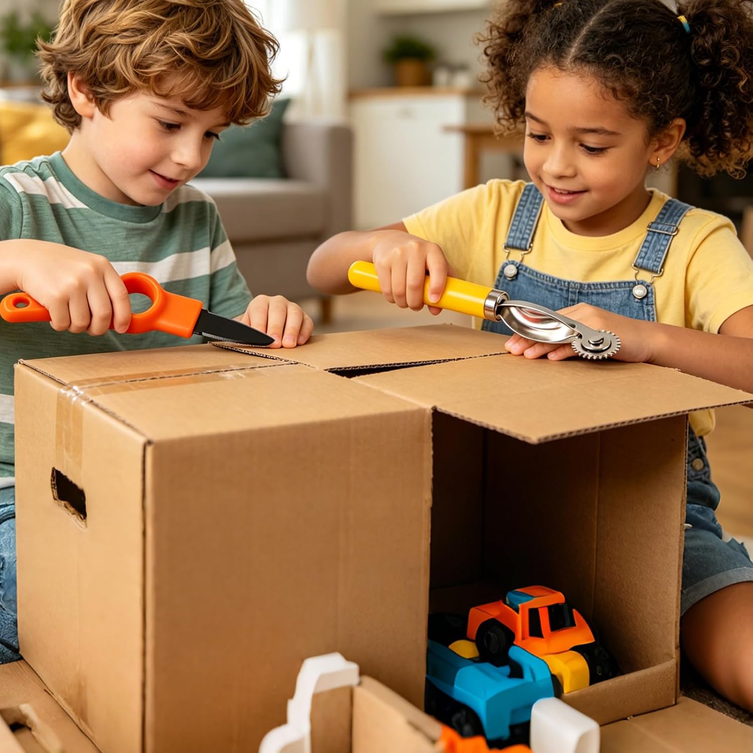 Safe Cutter Tools for Kids Creative, Educational STEAM Toy for 5+ Boys and Girls, Cardboard Cutting Tools for Kids with Storage Box for DIY Projects, Engineering (Cardboard Cutting Tools)