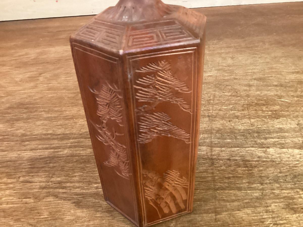 Amazon.co.jp: SS-1754 備前焼 徳利 六角 古備前 竹 松 インテリア