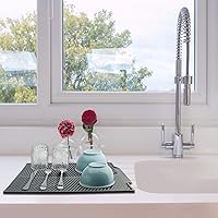 Vista 4 de Tapete de silicona para secado de platos para múltiples usos, fácil de limpiar, resistente al calor, tapete de silicona para encimera de cocina