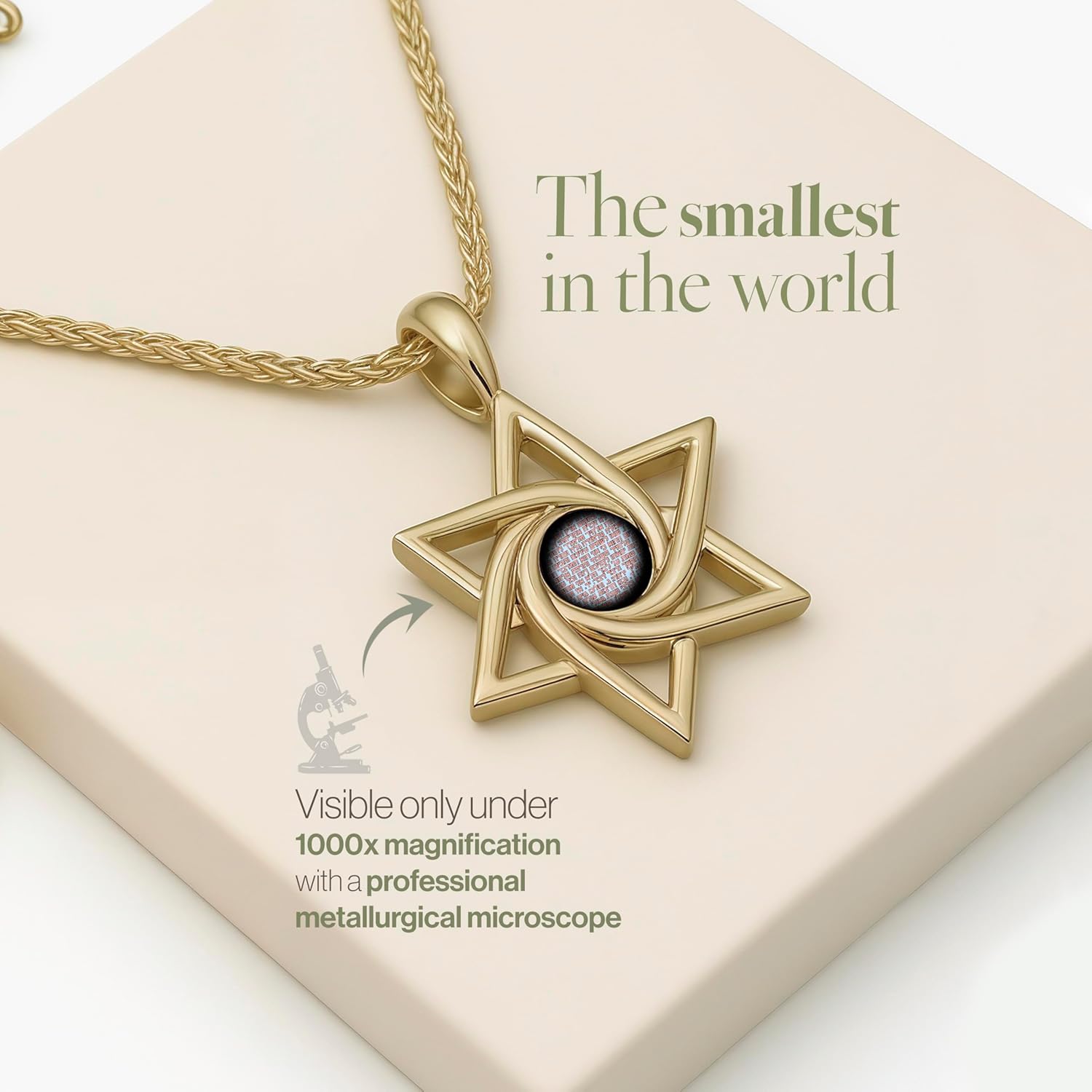 Star of David Necklace with Smallest Nano Bible - on Hebrew Pendant with Microscopic Tanakh Bible Holy Scriptures on 0.2" Microchip, Jewish Jewelry Faith Gifts for Him or Her, 20"