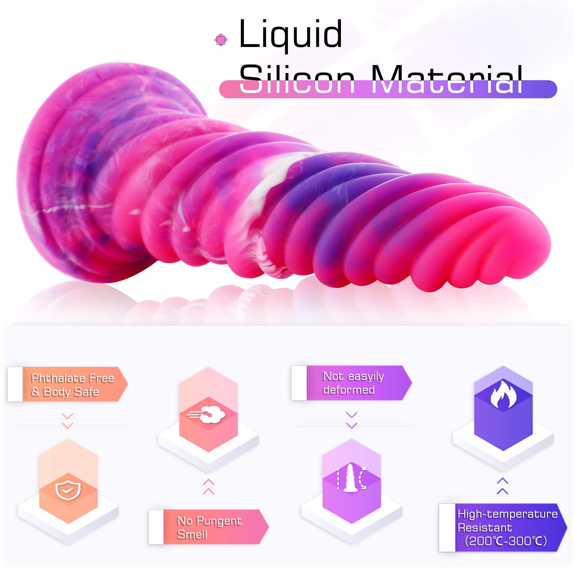 Hismith  with KlicLok System for Premium Sex Machine, 9.06" Insertable Length, Max Circumference 7.36", Anal Sex Toy: 10.12" Silicone Spiral Dildo