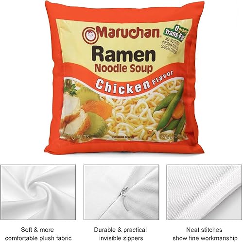 Miniatura 4 de Fundas de almohada instantáneas con sabor a pollo y ramen, de 18 x 18 pulgadas, de terciopelo, acogedora, suave, divertida, para decoración del