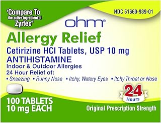 Sponsored Ad - OHM 24-Hour Allergy Medicine (100-Count) Antihistamine for Pollen, Hay Fever, Dry, Itchy Eyes, Allergies | ...