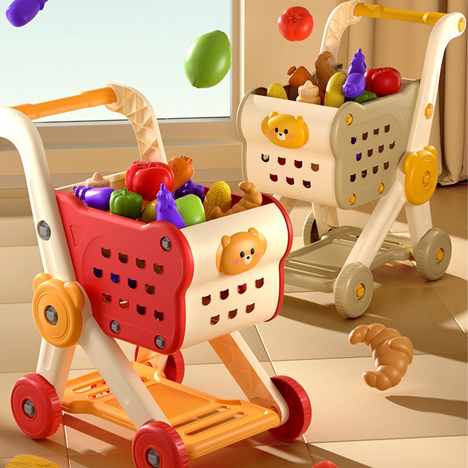 Carrito Compras Infantil Niños Juego de rol Interactivo de Frutas y