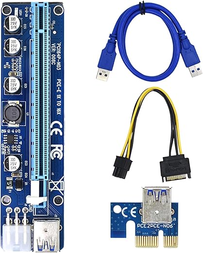 CALANDIS Ver008C Pci-E Riser Card 6 Pin Pci Express Sata Power for Bitcoin Miner