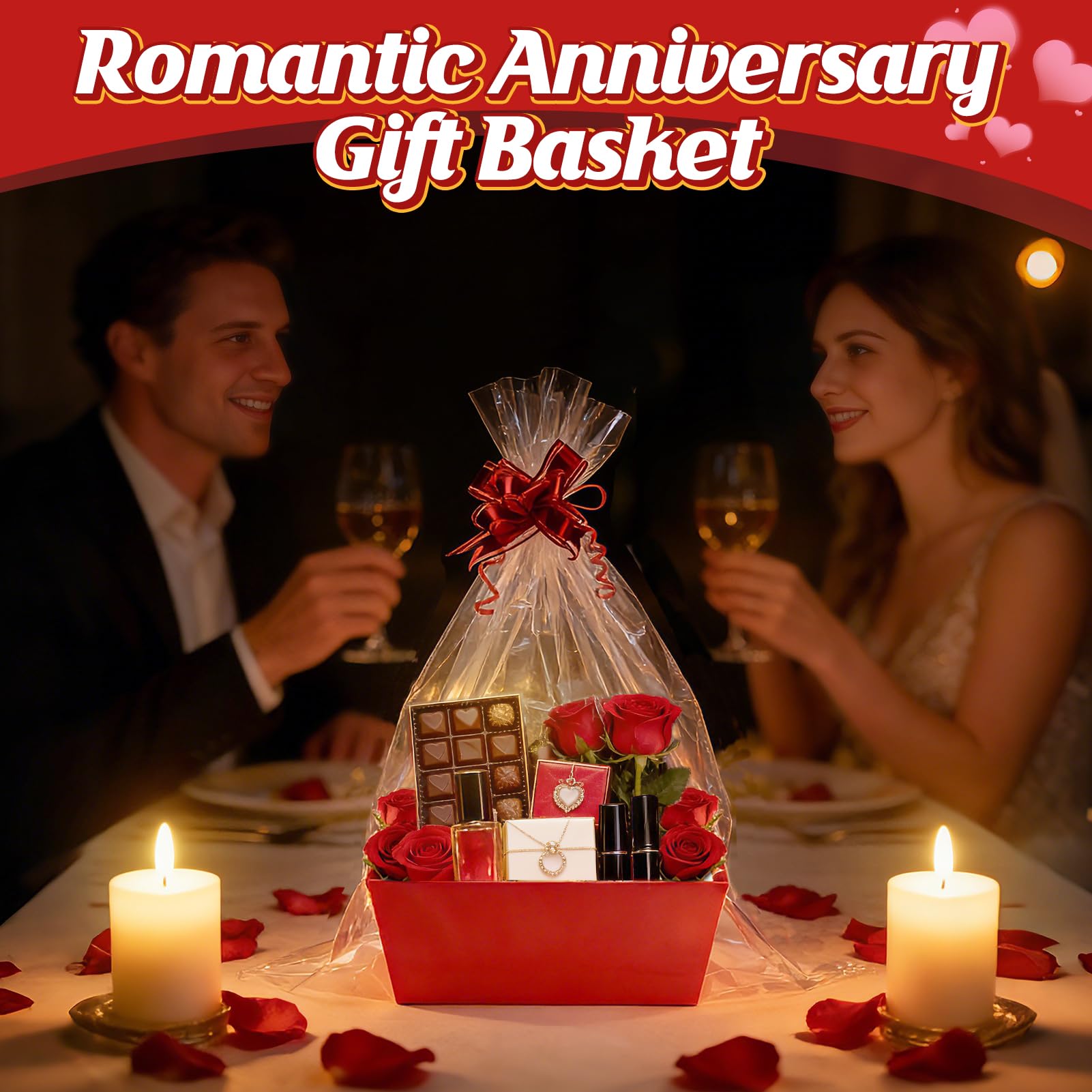 MADHOLLY Confezione da 6 cesti per regali vuoti, grandi e robusti, in carta kraft, con fiocchi e sacchetti regalo trasparenti, per Natale, matrimonio, compleanno, San Valentino, confezione regalo,