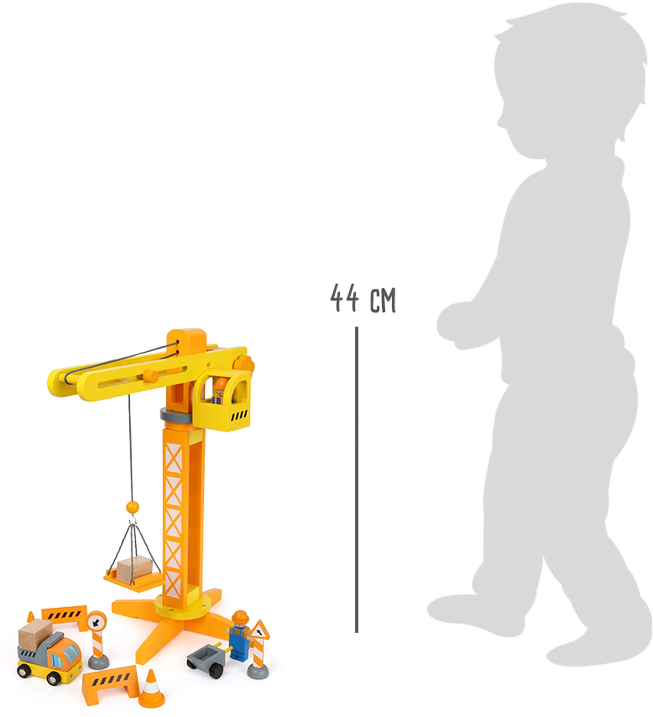 Small Foot Grue de Chantier, Jeu pour Enfants en Bois, à partir de 3 Ans, 12007