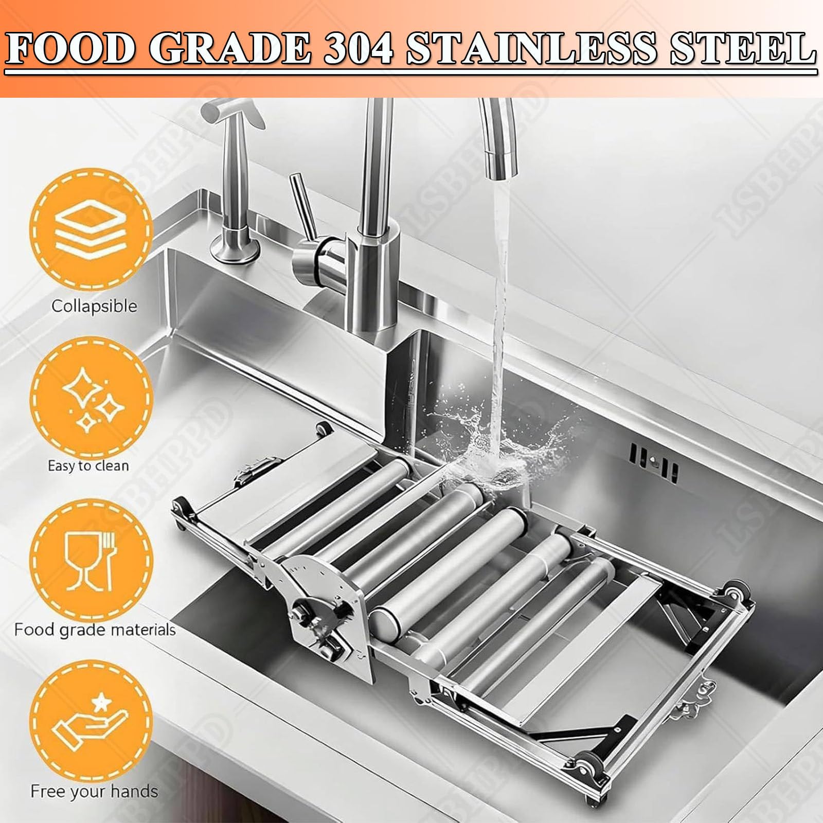 Rullo per pasta elettrica commerciale, spessore regolabile da 0,2 a 3,5 cm, in acciaio inox, per pizzerie e panetterie