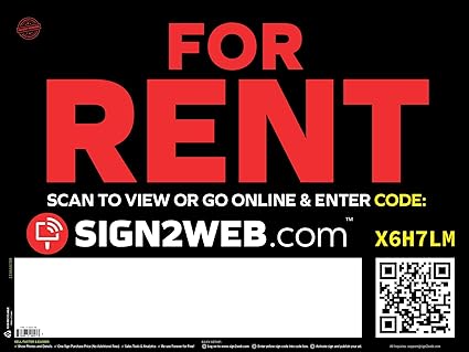 Web Enabled for Rent Sign + Website - Large 24? x 18? Laser Printed High Visibility for Rent Yard Sign - Double Sided for Rent Sign - House for Rent Sign - The Evolved for Rent Sign Solution!