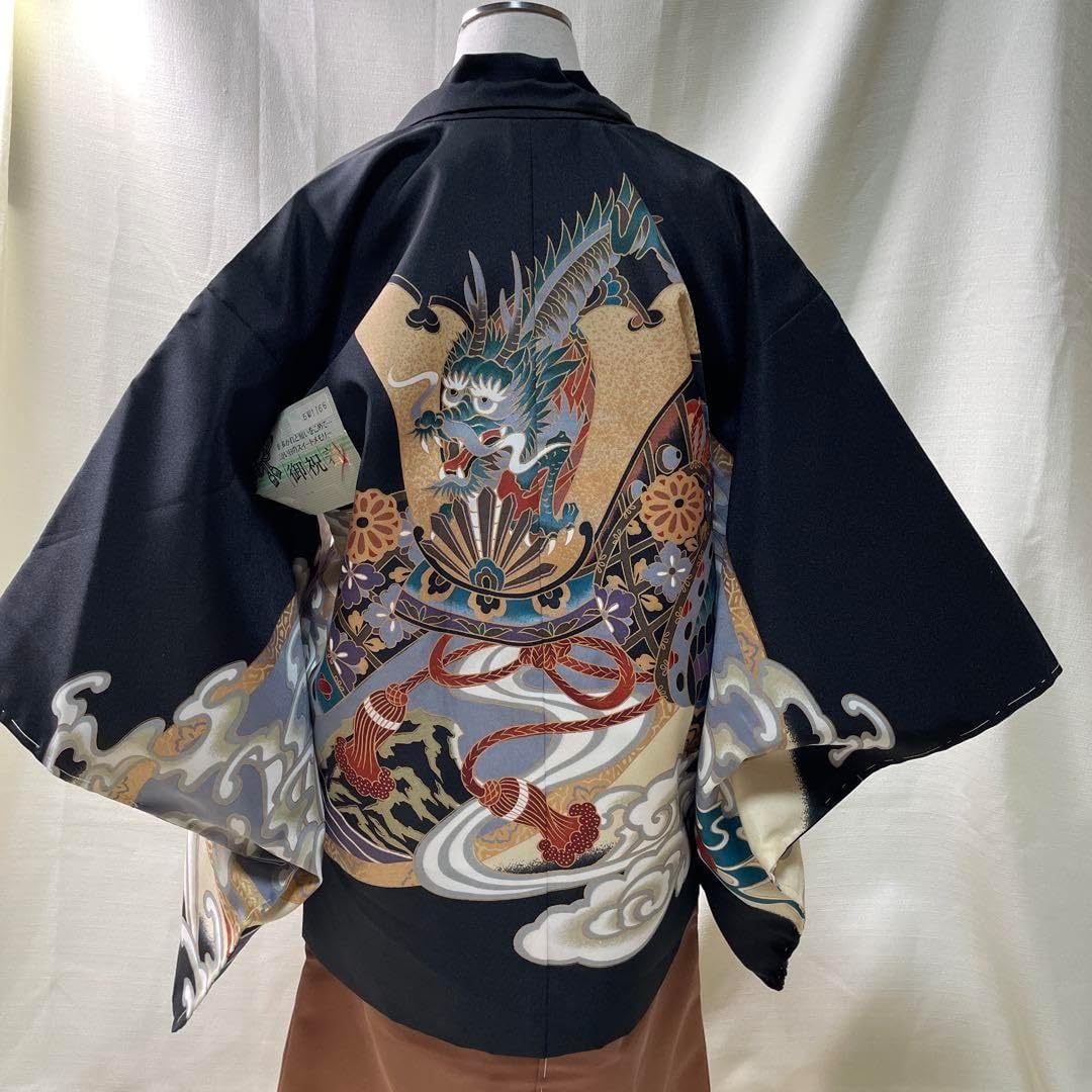 黒地龍と兜伝統柄七五三 男の子 5歳着物セット 七五三 男の子 着物