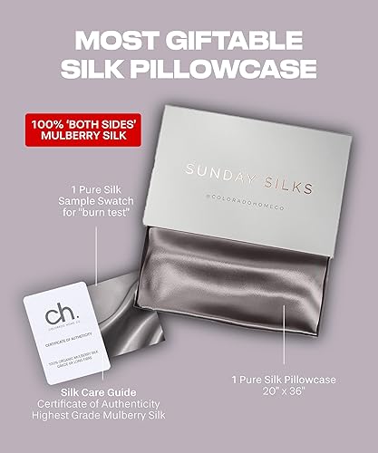 Miniatura 6 de Colorado Home Co Sunday Silks - Funda de almohada de seda agradable para el pelo y la piel, tamaño Queen, hecha de seda de morera pura de la más