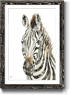 Wall Art, Kitchen Décor, Animals, Floral, Trendy, Eclectic, Black Framed Print with MatBoard and Acrylic Glass, SAVANNAH II 27X37
