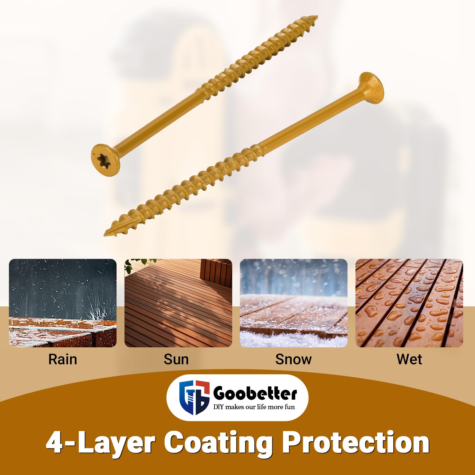 40 viti per legno # 10 x 4 pollici, viti per legno esterne da 10 cm, viti per legno esterne a testa Torx resistente alla ruggine, rivestimento epossidico, viti per esterni per terrazze, 1