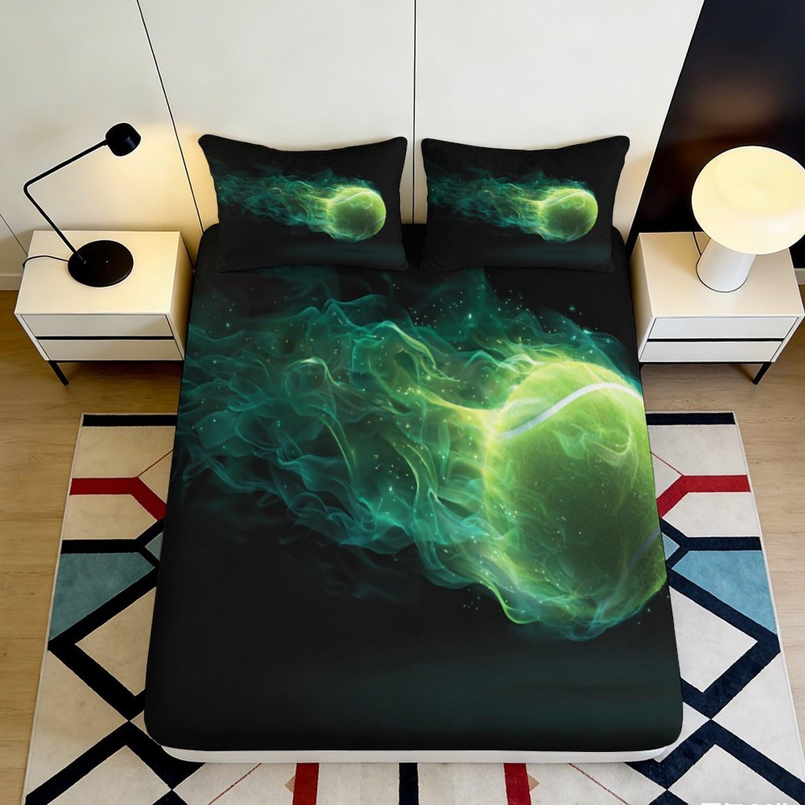 3D Printed Aurora Energy Fitted Sheet Microfiber Deep Pocket Bedding Set Aurora Energy Mattress Fitted Cover Non-Slip Wrap Washable 200x200x25cm 90x200x25cm