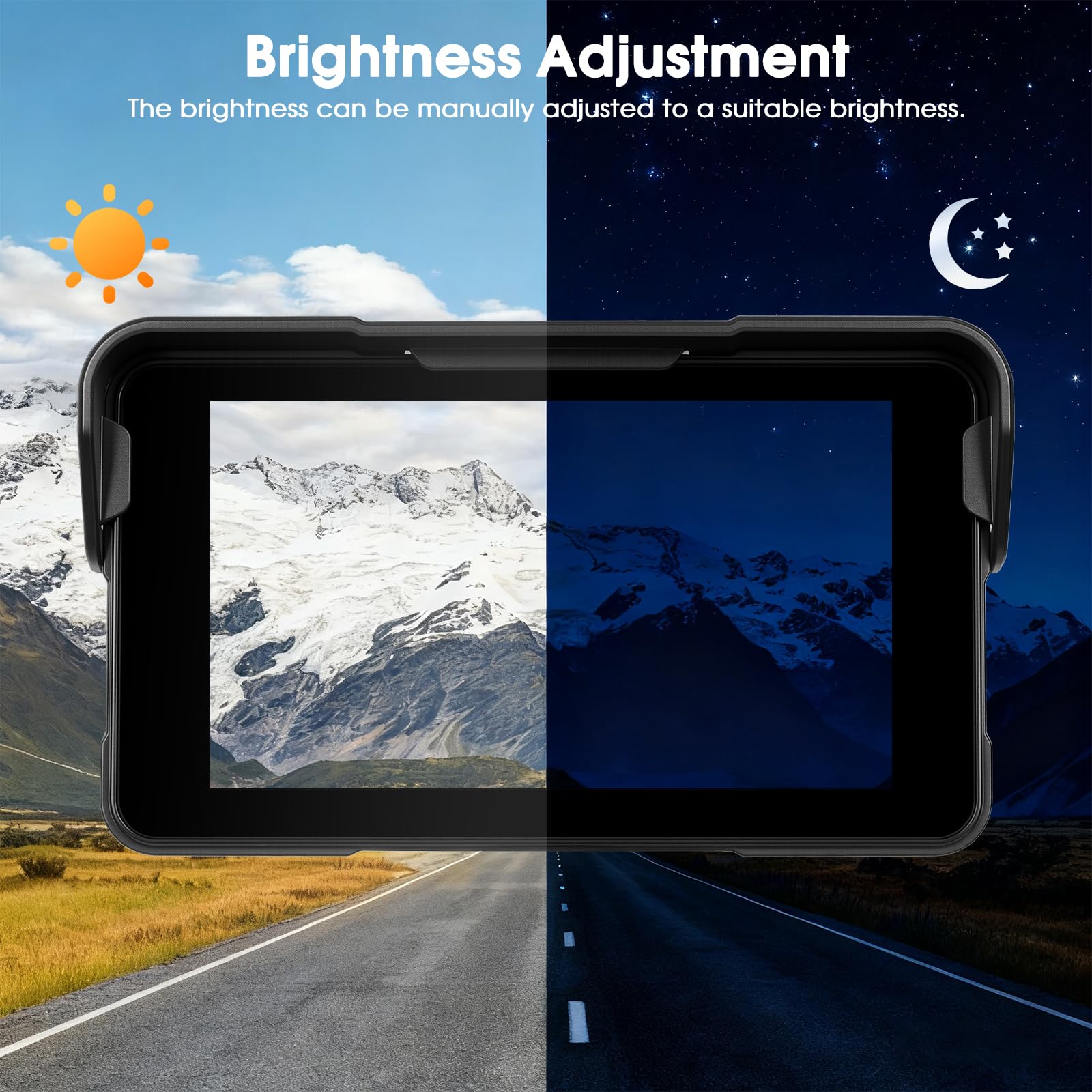 Navegación para Motocicleta con Apple Carplay Android Auto Inalámbrico, Autoradio Portátil con Pantalla Táctil HD De 5 Pulgadas con Bluetooth FM, Impermeable IP68, Navegación GPS, Tarjeta TF