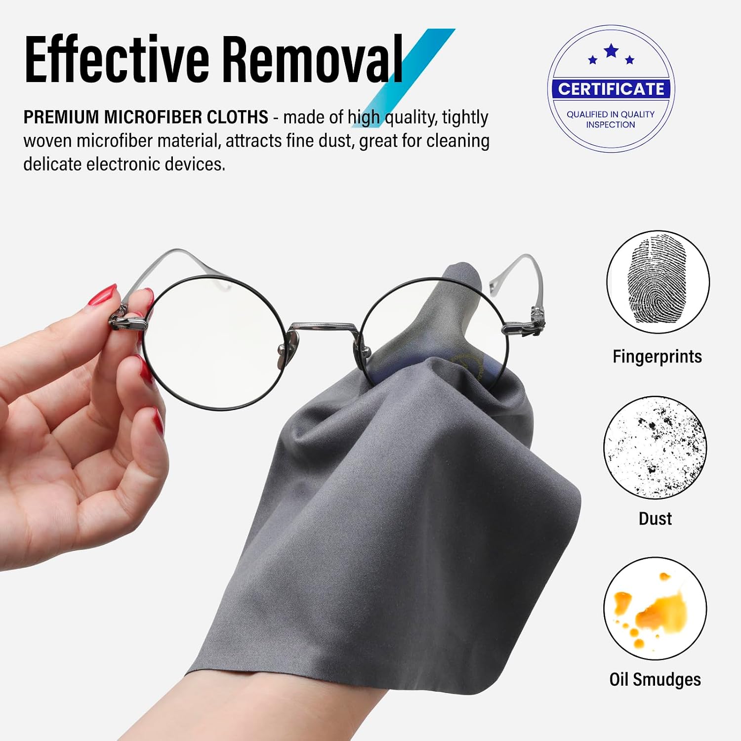 Microfiber Cleaning Cloths, 6 Pack 8x8 Inch Large Glasses Cloth, Cleaning Cloth for Glasses, Lens, Sunglasses, Screens & More