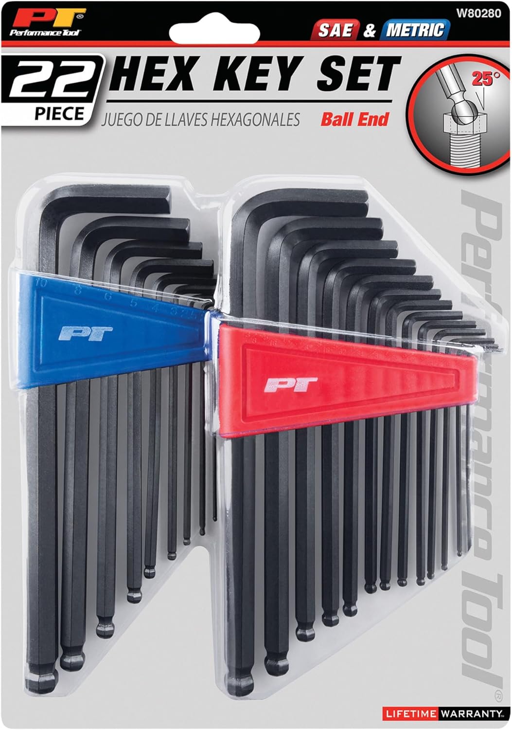 Performance Tool W80280 SAE/MET Ball End Hex, 22-Piece