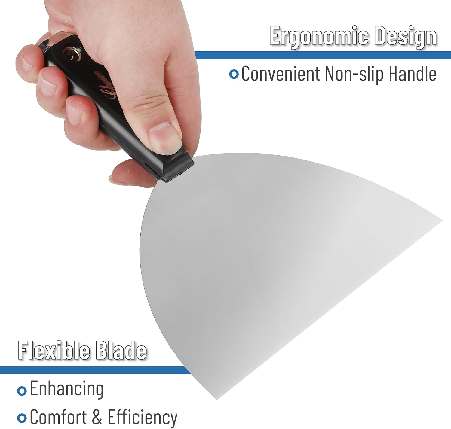 Bates- Putty Knife, 8 Inch, Plastic Handle, Carbon Steel, Flexible, Metal Scraper, Drywall Spackle Knife, Metal Paint Scraper Tool, Putty Knife Scraper, Wall Scraper