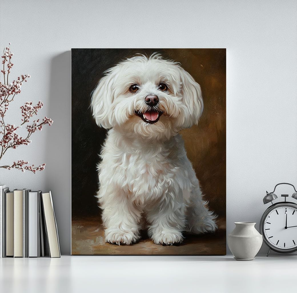 XCJFGO Bichon Frise Dog Paint by Numbers Kit for Adults Beginners, Cute Dog DIY Easy Acrylic Oil Painting by Numbers on Canvas, Paint-by-Numbers Kits for Home Wall Decor Without Frame 16" W x 20" L