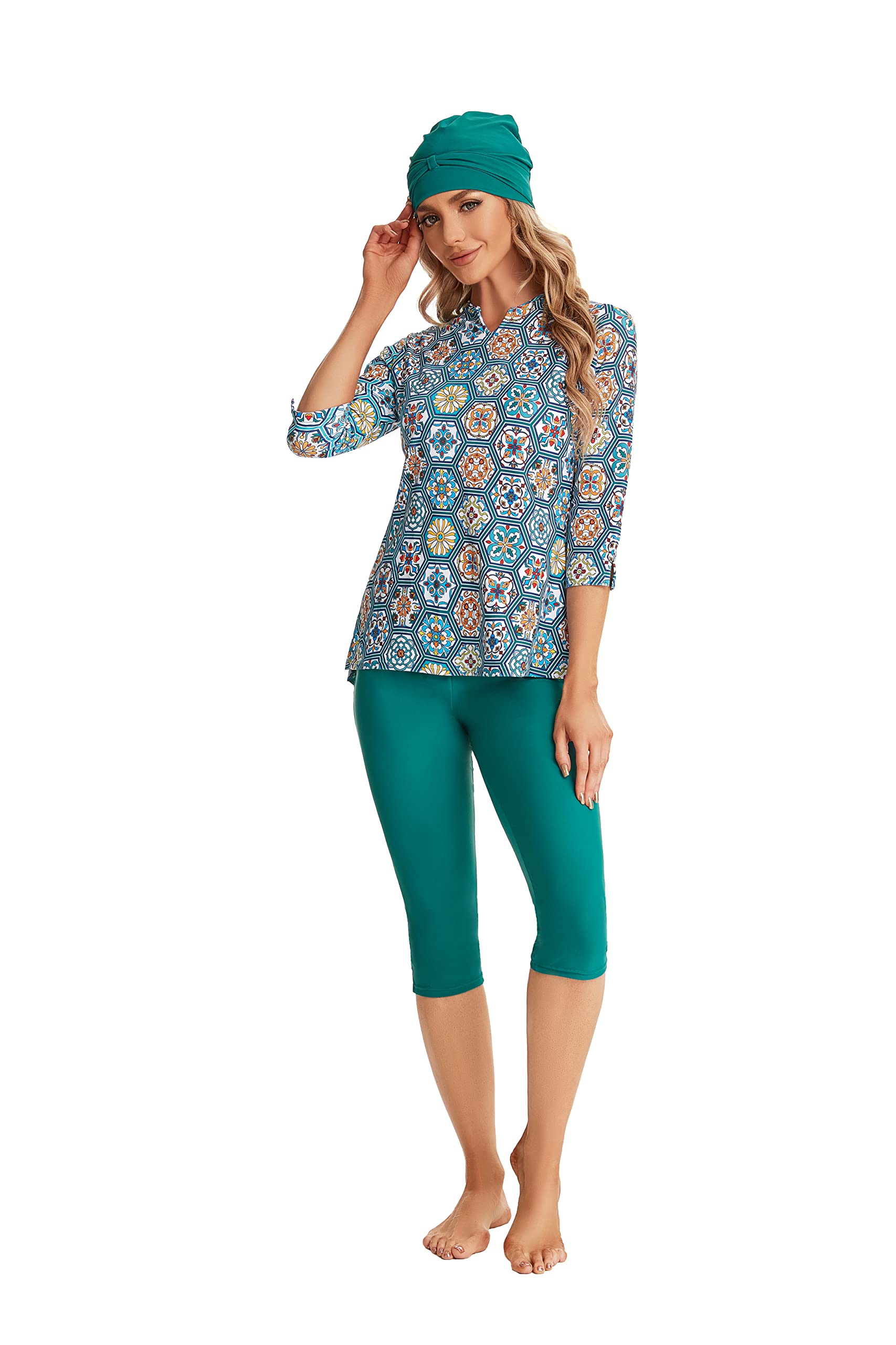 Modest Swimwear Bademode Surfwear 3/4 Short Sleeve Bademode Frauen Mädchen Plus Size Bademode Beachwear