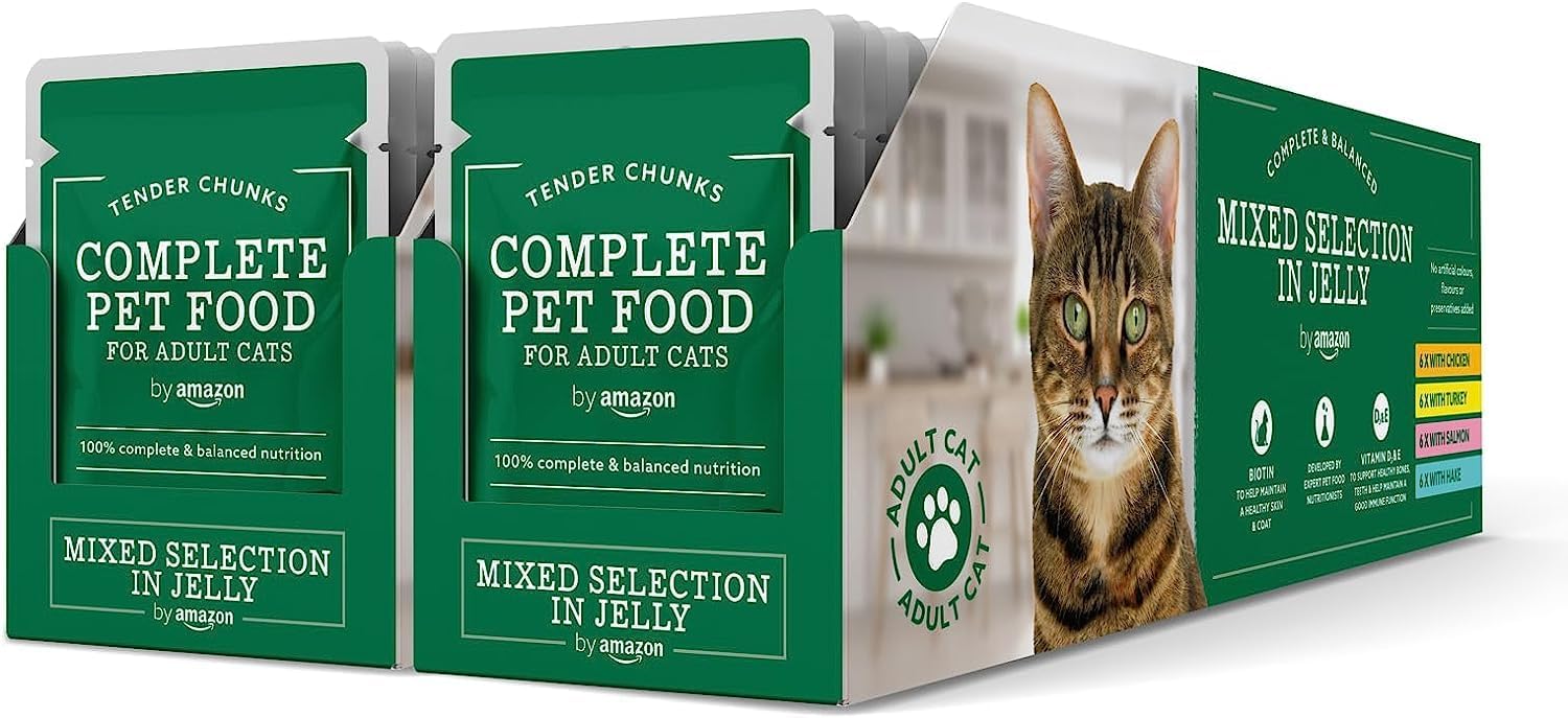 by Amazon Aliment Complet Pour Chats Adultes, Sélection Mixte en Gelée, 4.8 kg, 48 lot de 100g