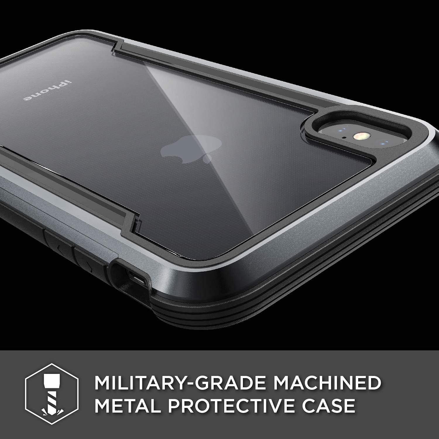 Raptic Shield, Compatible with Apple iPhone Xs Max (Formerly Defense Shield) - Military Grade Drop Tested, Anodized Aluminum, TPU, and Polycarbonate Protective Case for Apple iPhone Xs Max, Black