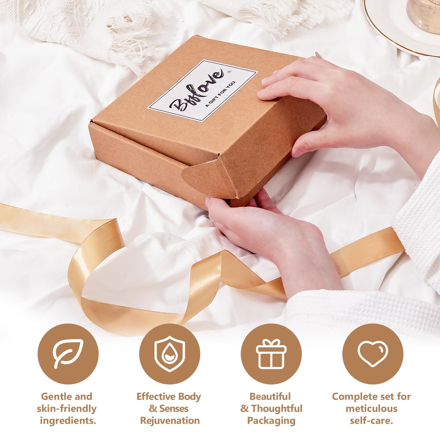 Set regalo da bagno da donna, confezione regalo per la spa, confezione regalo per lei, 5 pezzi, fiori di ciliegio, regalo per le donne con olio da massaggio, candela profumata, sali da bagno, sapone