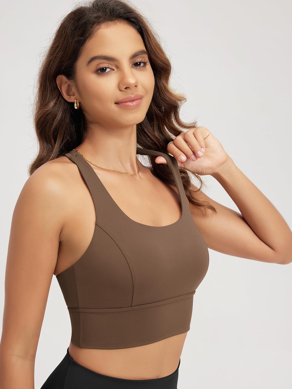 ODODOS Women's Halter Sports Bra Padded Y Racerback Medium Support Wirefree Workout Yoga Top with Removable Pads - Image 3