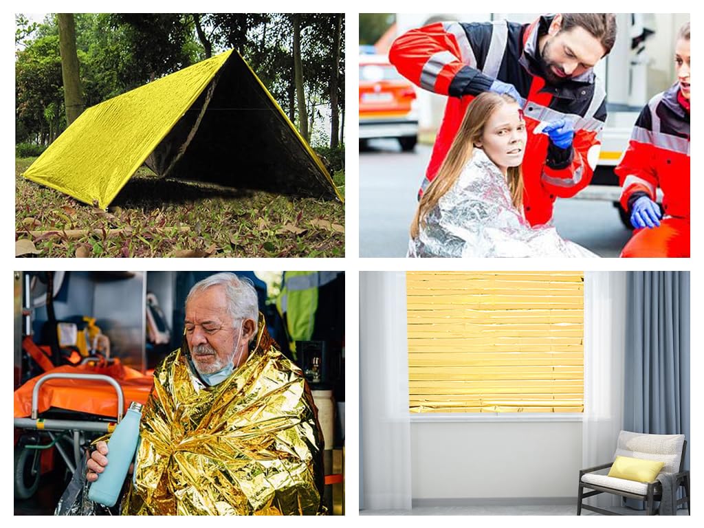 Anlising 20 Pièces Couverture de Survie Thermique Or Argenté - Secours d'Urgence pour L'Extérieur et Premiers Secours (140x 210CM)