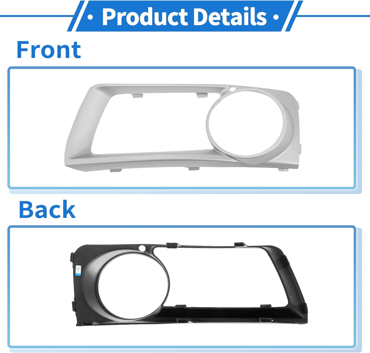 Fog Light Grill Front Lower Bumper Fog Light Cover Inserts No.51117312595 for BMW X6 2012-2014 Silver Tone ABS 1 Pc Front Left Car