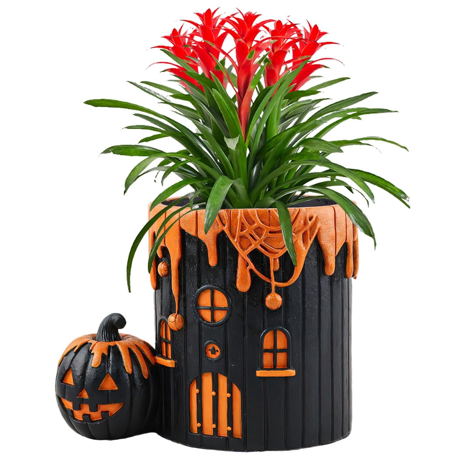 Pot de fleur citrouille d'Halloween en résine pour centre de table floral