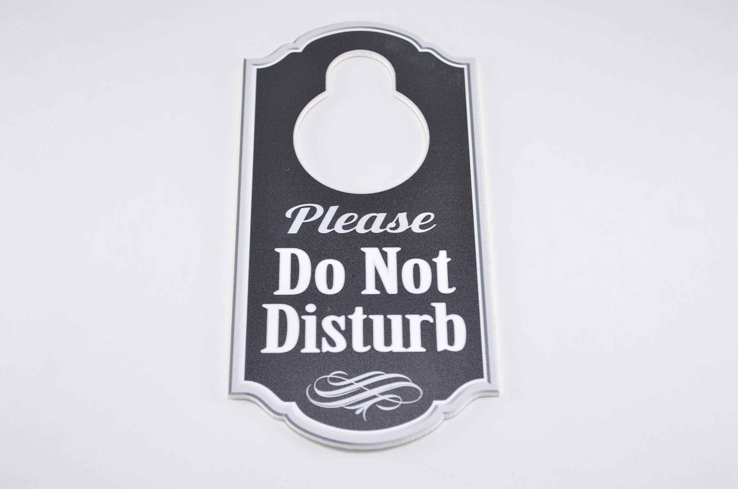 Do Not Disturb Door Hanger Popular for Massage Therapist in Sessions, Nursing or Breast Feeding Moms, Yoga Studio, Bed and Breakfast (Black and Silver)