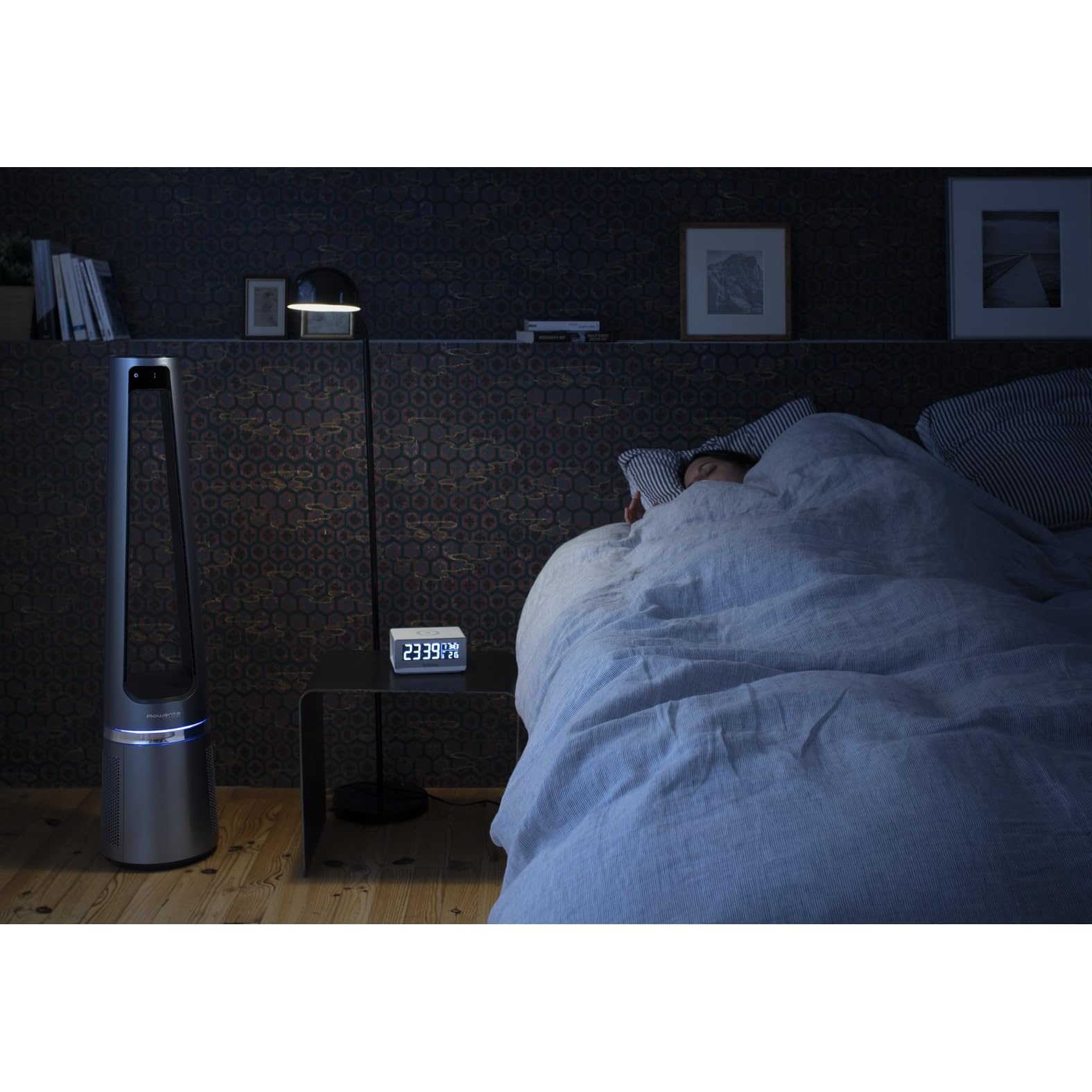 Rowenta Eclipse 2in1 Luftreinigungsventilator, Ventilator und Luftreiniger, bis zu 99,95% der Feinpartikel, Luftstrom bis 8m, Oszillation, 12 Geschwindigkeiten, Nacht-Modus, QU5030F0