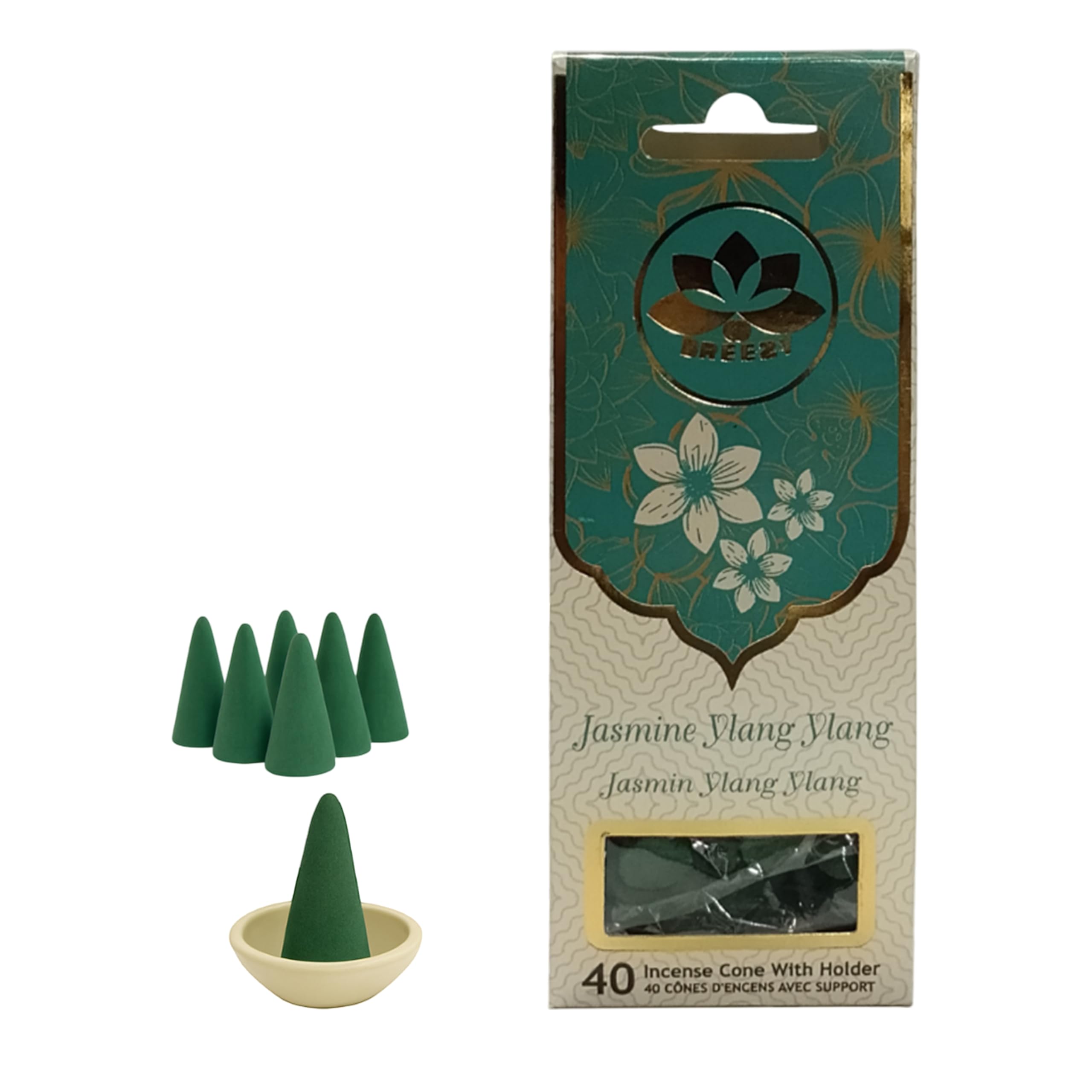 STL Breezy Premium Scented Incense Cones, Long Burning Aromatherapy Cone for Aromatherapy Home, Meditation, Relaxation, Yoga, Prayer & Home Fragrance (Jasmin)