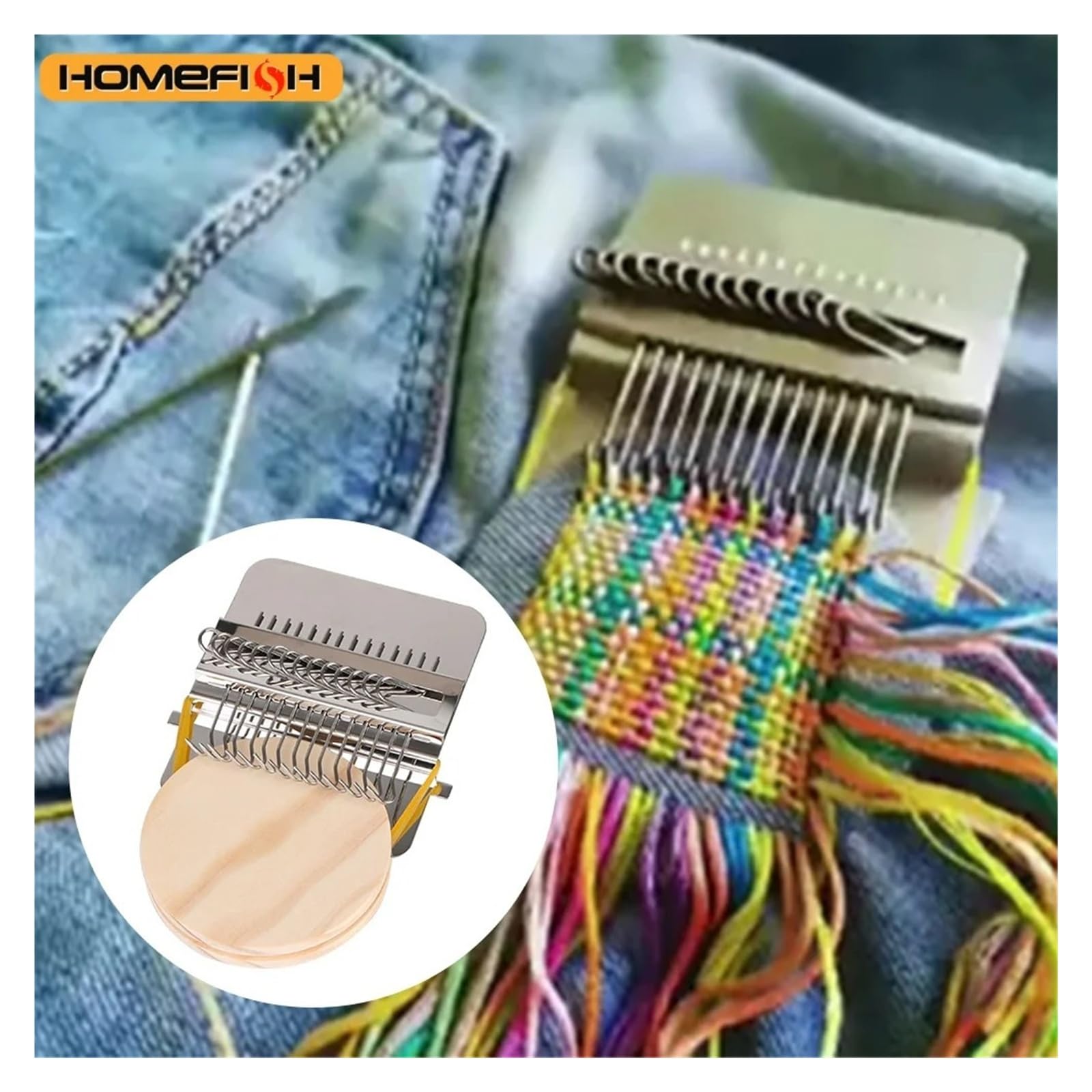 rgrfgQWDS Wooden Darning Loom Weaving Tool for Mending Clothes Jeans Hand Tapestry Knitting Repair Machine Kit
