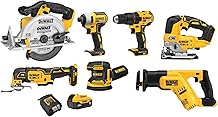 DEWALT 20V MAX 7-Tool Combo Kit, Includes Cordless Drill, Impact Driver, Reciprocating Saw, Circular Saw, Oscillating Tool, Random Orbital Sander, Jigsaw, 5Ah Battery and Charger DCK751P1