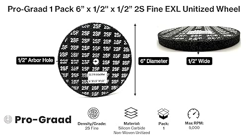 Miniatura 2 de EXL - Rueda unitizada, carburo de silicio, 6 pulgadas de diámetro x 12 pulgadas de ancho x eje de 12 pulgadas, 2S fino, (paquete de 1)