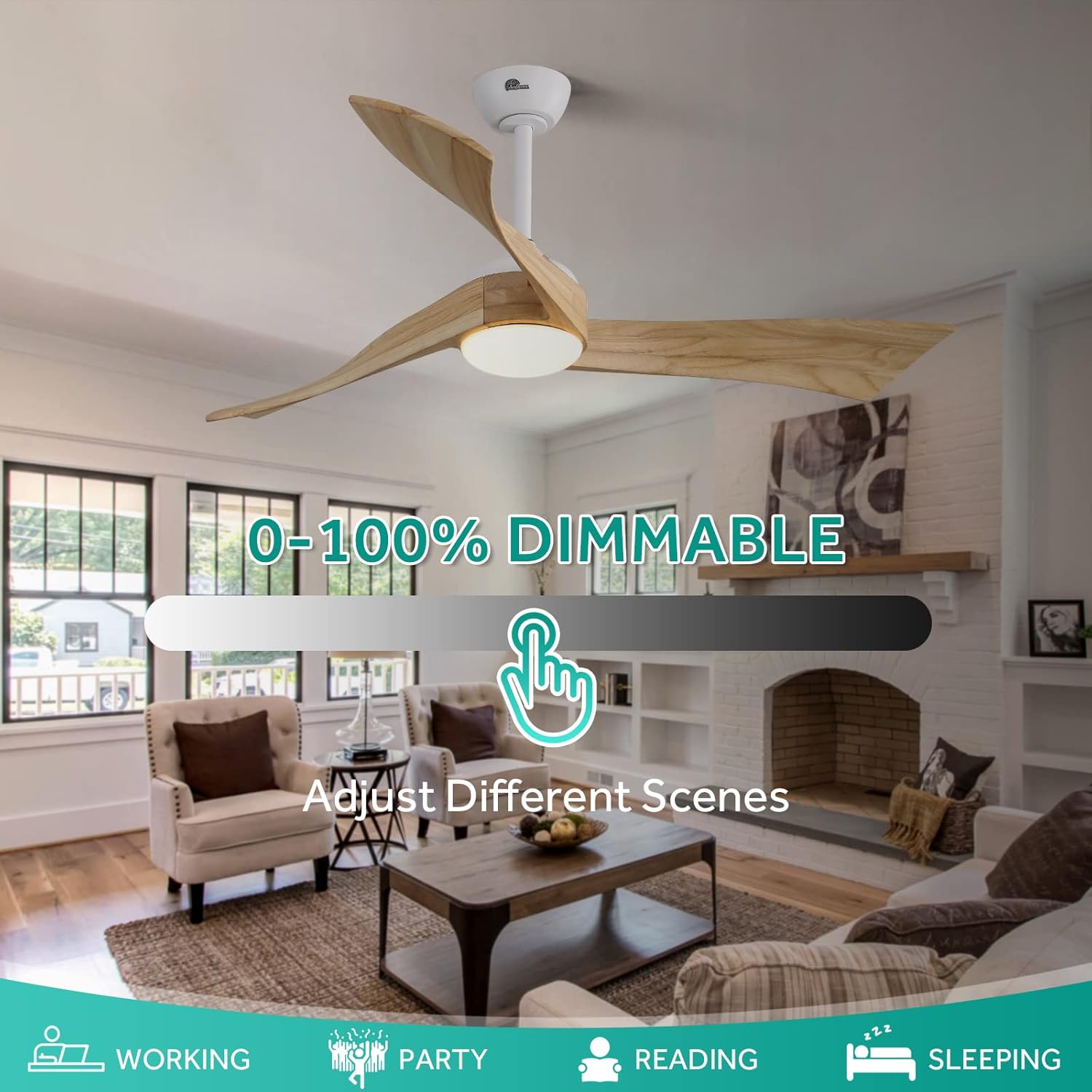 Sofucor ceiling fan light dimming in a living room
