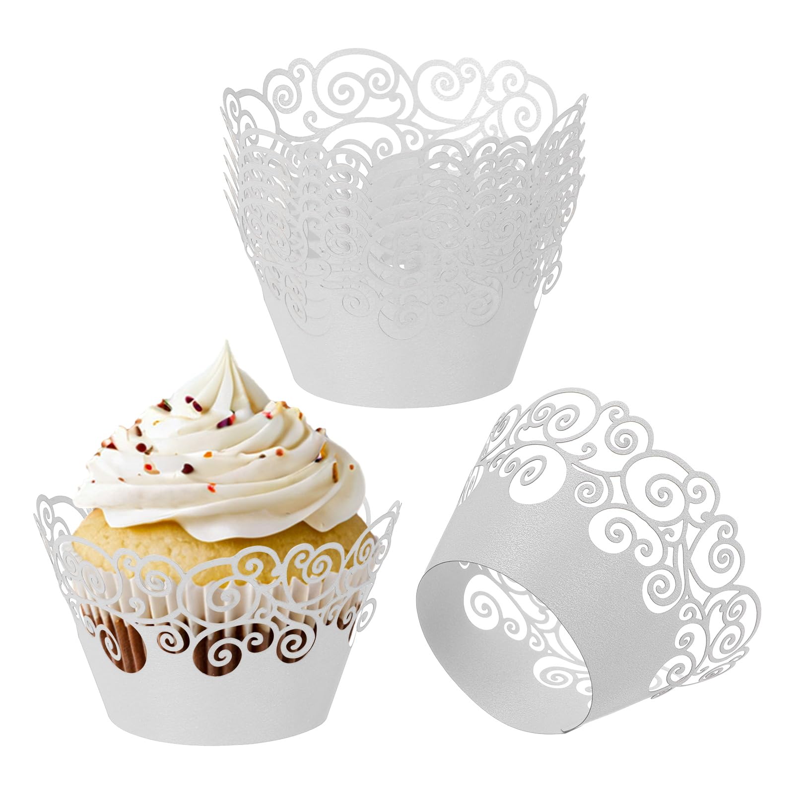 Emballages à cupcakes pour mariages et anniversaires | 50 moules papier argentés motif nuage