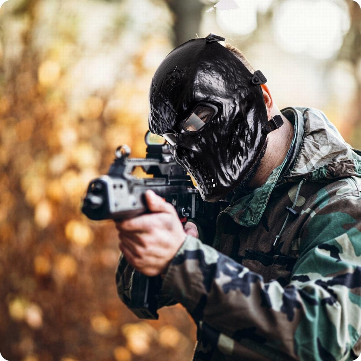 OutdoorMaster Full Face Airsoft Mask with Eye Protection Lenses - Black w.Lenses : Sports & Outdoors