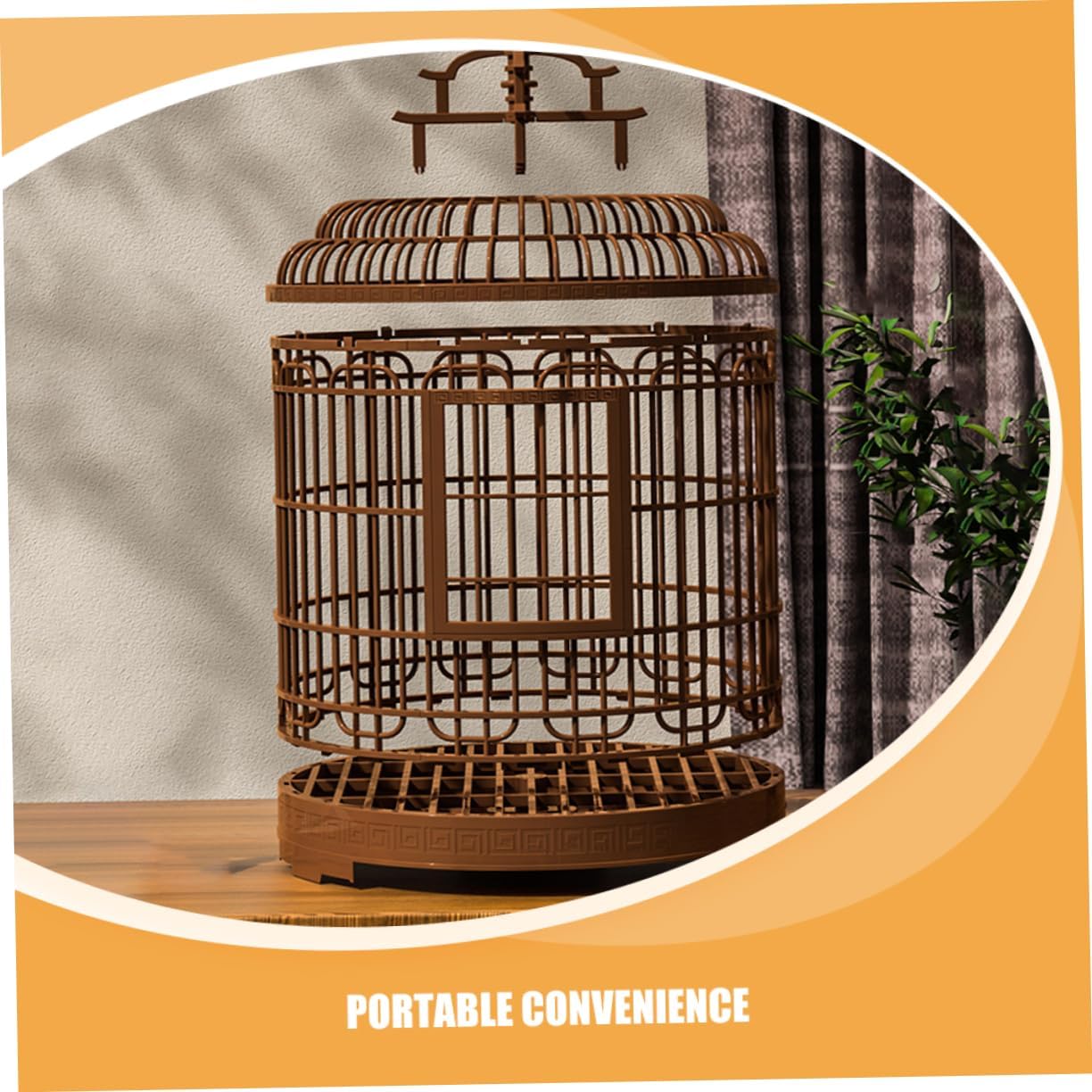 Large Retro Plastic Bird Cage Villa for Home and Outdoor Use Portable Travel Carrier for Parakeets Cockatiels and Lovebirds Spacious Design Easy Access and Detachable Base