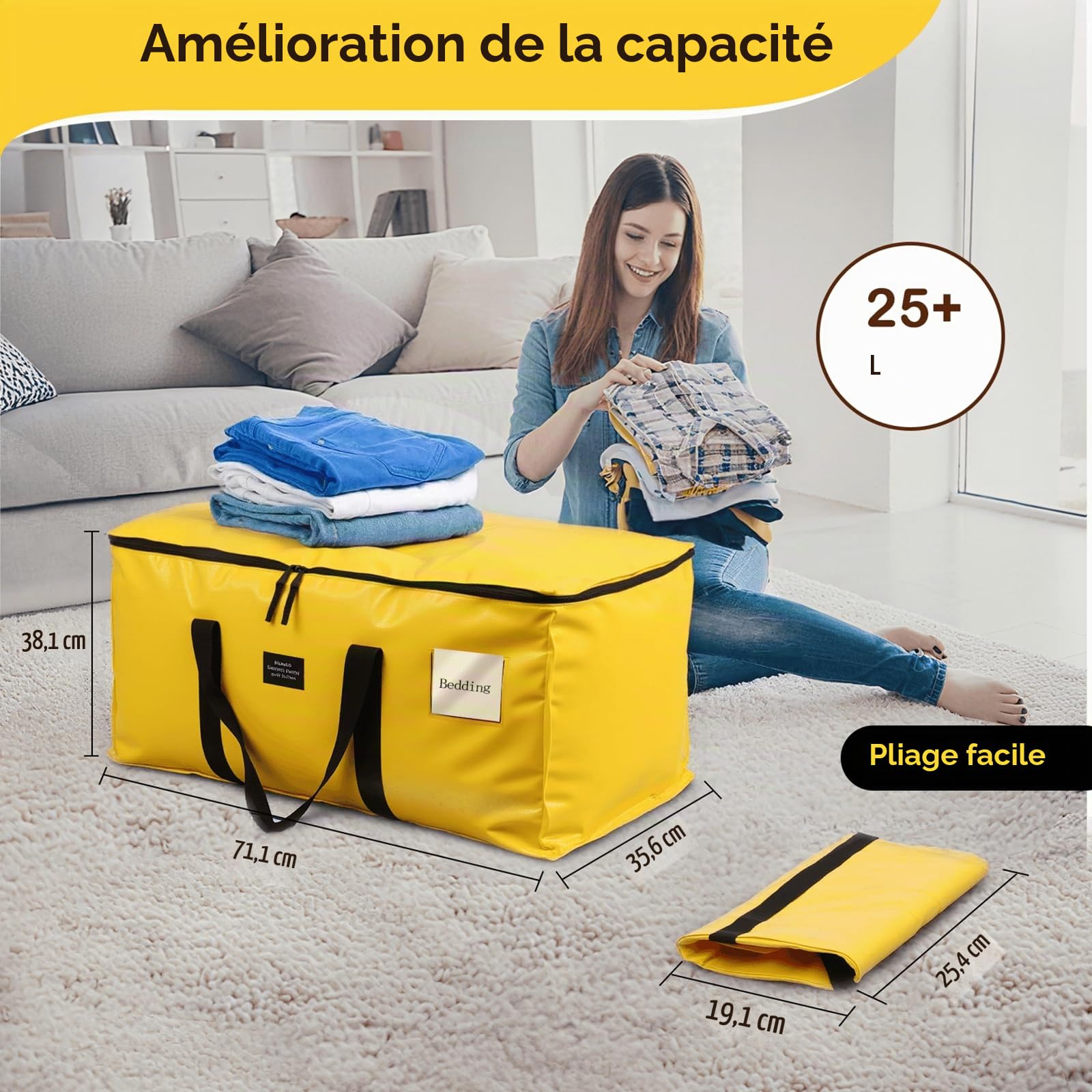 Lot de 6 grands sacs de déménagement et de rangement – Boîtes de déménagement robustes de 95 L avec fond renforcé et poignées enveloppantes, résistants à la déchirure et réutilisables pour la maison