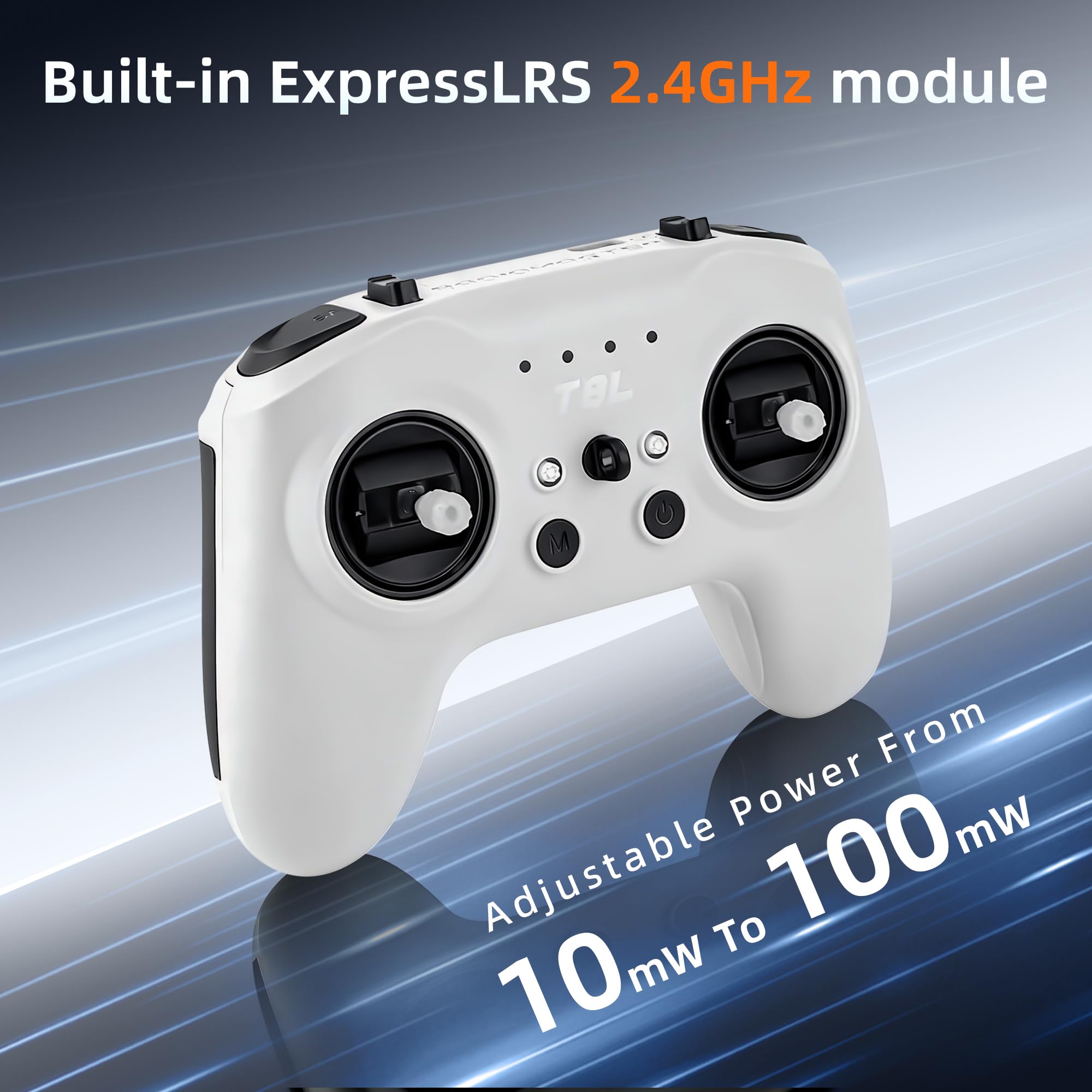 Radiomaster T8L ELRS Télécommande 2,4 GHz avec gimbaux à Effet Hall, Charge USB-C et compatibilité simulateur pour Drone FPV, hélicoptère RC, Voiture, Bateau et multirotor (Blanc)