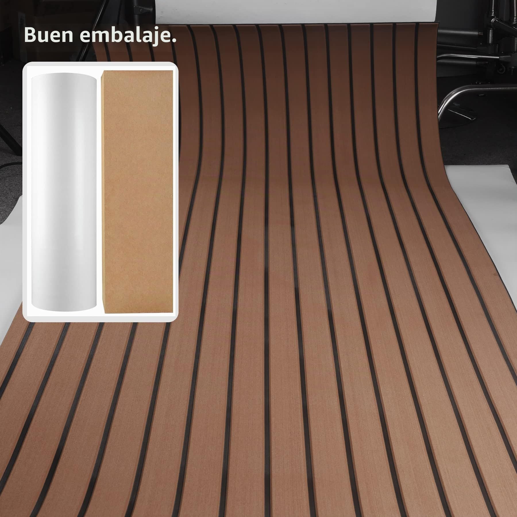 Espuma Teca Marina Suelo para Yates, Barcos, Caravanas, Autocaravanas, etc. EVA Autoadhesiva de Bricolaje Hecha de Pisos de Madera de Teca, Antideslizante, Saludable y Sin Sabor（Marrón）