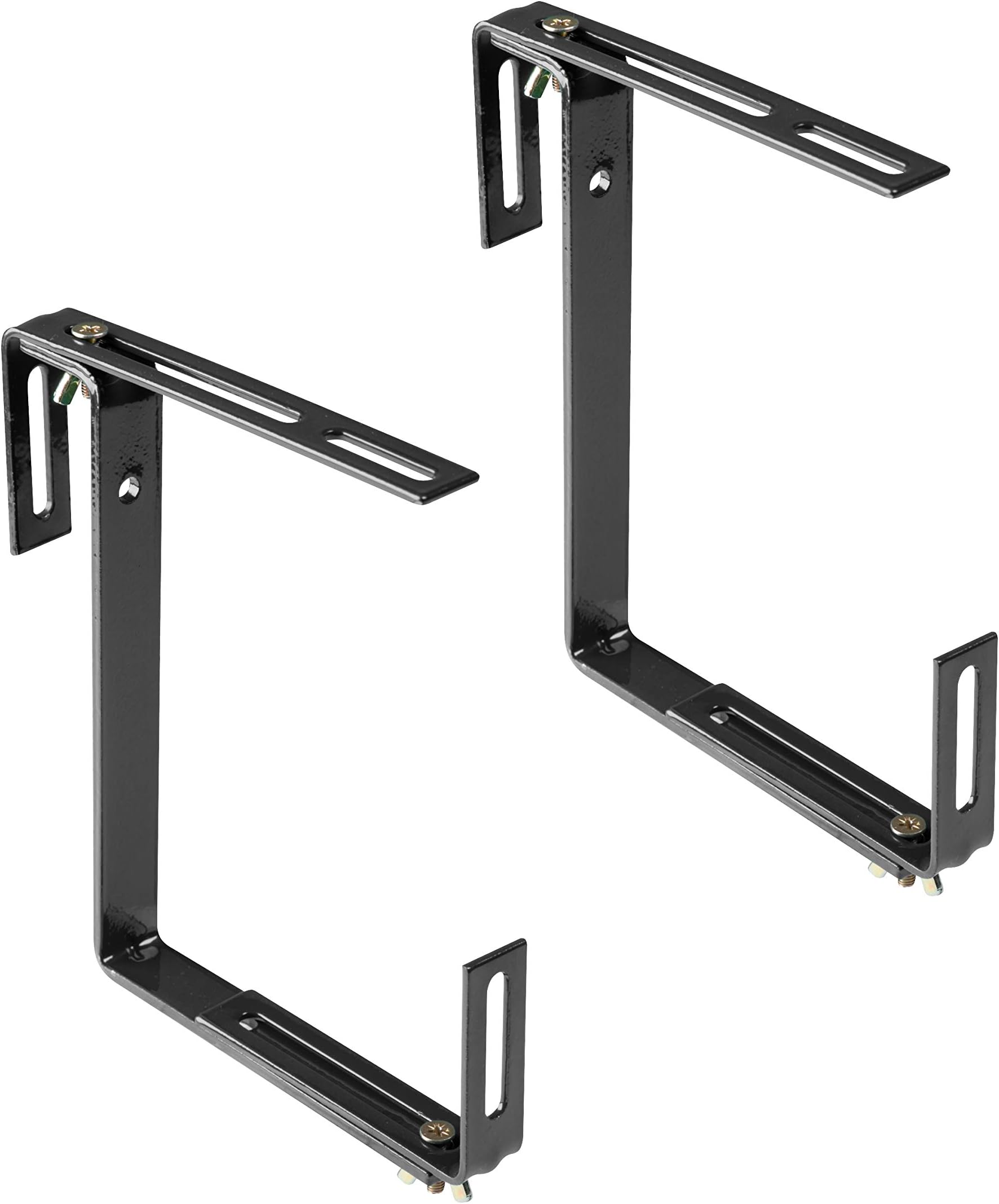 Window Box Brackets in Anthracite - Flower Box Holder for Mounting on Balconies, Windowsills, or Fences - 2-Fold Adjustable Balcony Brackets