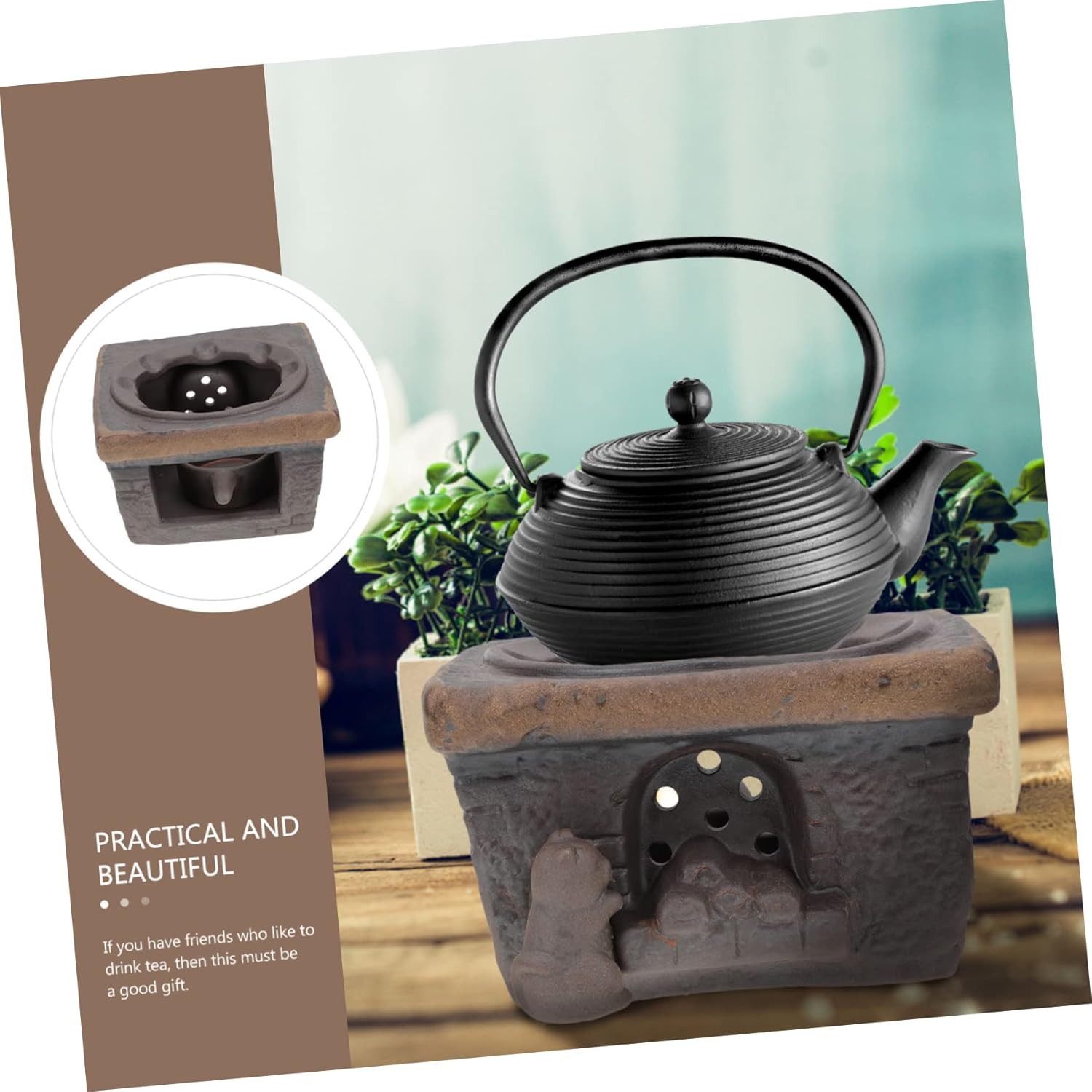 Happyyami Retro Tea Stove Teapot Warmer Ceramic Heater Porcelain Tea Pot Heating Plate