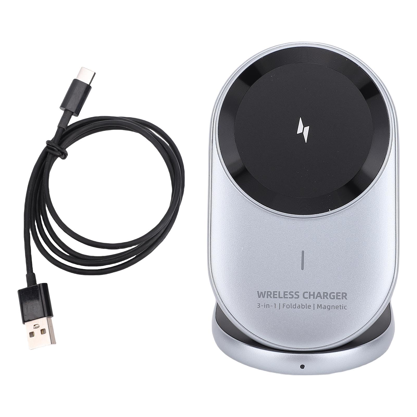 Generic Station de Charge sans Fil Rapide 15 W pour Téléphone Montre écouteur compatibilité Universelle Magnétique pour Bureau à Domicile Noir, Conception Pliable en Composite ABS