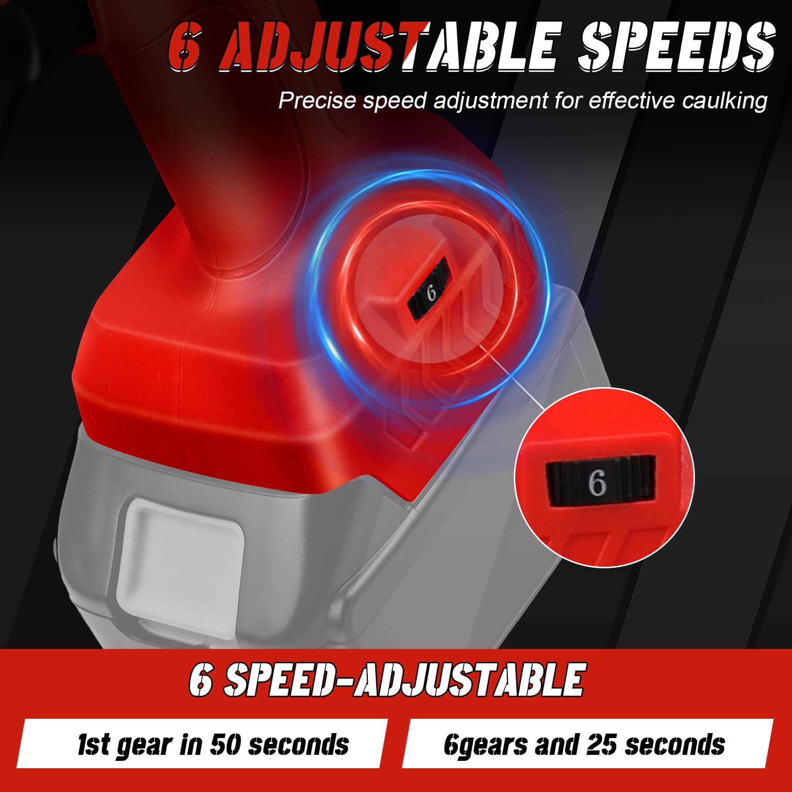 Draadloos kitpistool voor Makita accu 18-20 V, elektrisch druppelvrij kitpistool met ledlicht, 4 instelbare snelheden, 300 ml afdichtingspistool voor het vullen en