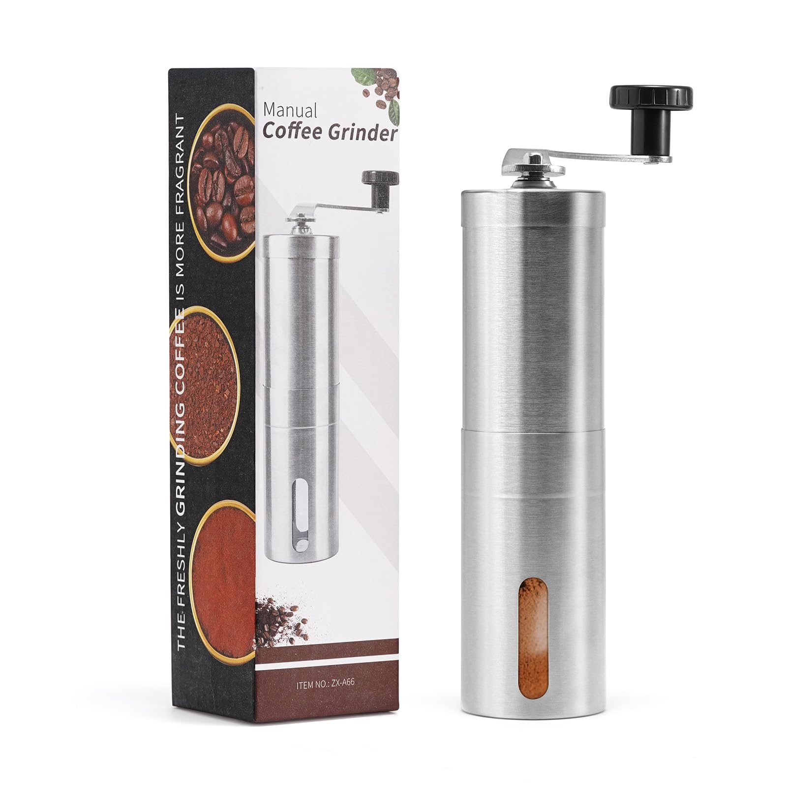 Manual Coffee Grinder with Ceramic Conical Burr - Adjustable Setting Coffee Bean Grinder for Espresso Drip French Press - Portable Hand Crank with Detachable Handle